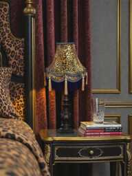 Vintage Leopard Print Lampshades With Black & Gold Braid, Made in The UK - thumbnail 1