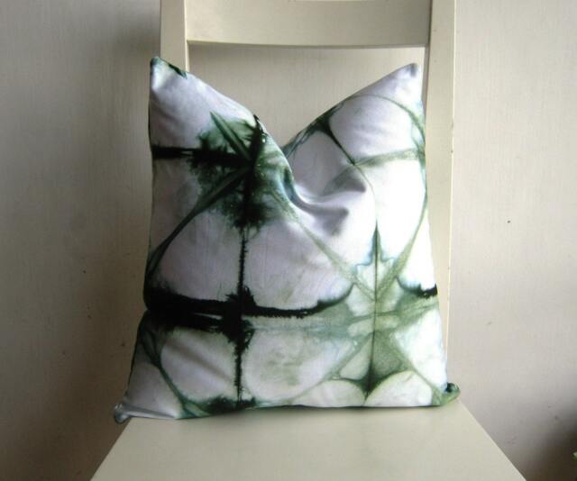 Shibori Pillow Cover - 16 X in Forest Green - image 1