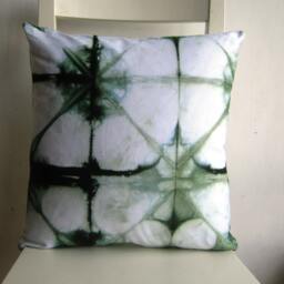 Shibori Pillow Cover - 16 X in Forest Green - thumbnail 2