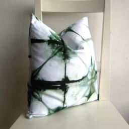 Shibori Pillow Cover - 16 X in Forest Green - thumbnail 3