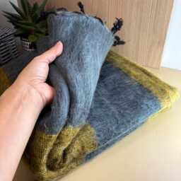 Yak Wool Blanket/ Living Room Throw /Sofa /Travel Throw/ Rug Camping Wrap/Meditation Out Door Hand-Loomed Nepal B1 - thumbnail 1