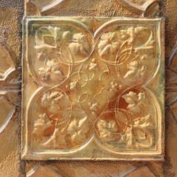 Large Rare Antique 1880S Grapevine Glazed Recycled Ceiling Tin Trent Tile Wine Gift Living-Bed Garden Victorian, Art Nouveau French Majolica - thumbnail 3
