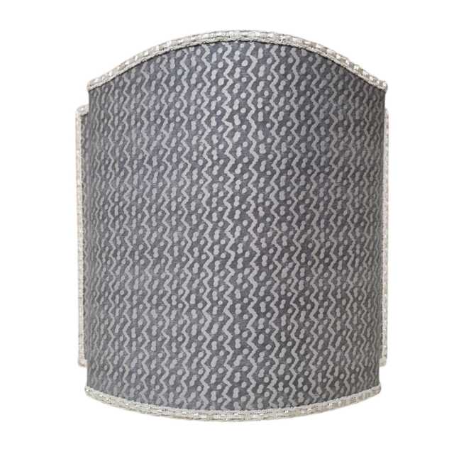 Venetian Lamp Shade Fortuny Fabric Black & Silver Tapa Pattern Half Lampshade - Handmade in Italy - image 1
