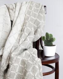 Jacquard Natural Linen Waffle Throw/Blanket Counterpane - thumbnail 1