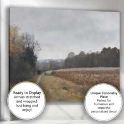 Quiet Autumn Meadow Path Through Woodland Countryside Canvas Wall Art Print Decor Picture Ready To Hang - thumbnail 3