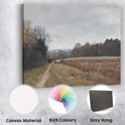 Quiet Autumn Meadow Path Through Woodland Countryside Canvas Wall Art Print Decor Picture Ready To Hang - thumbnail 2