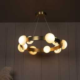 Hartum Marble Chandelier - Aged Metal, Modern Led Lighting - thumbnail 3