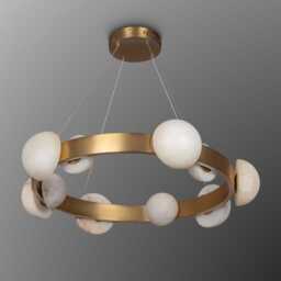 Hartum Marble Chandelier - Aged Metal, Modern Led Lighting - thumbnail 2