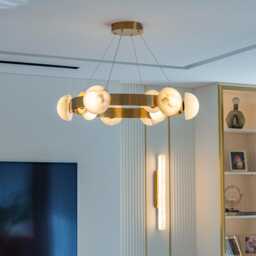 Hartum Marble Chandelier - Aged Metal, Modern Led Lighting - thumbnail 1