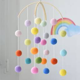 Crochet Ball Crib Mobile Multicolor Nursery Decor