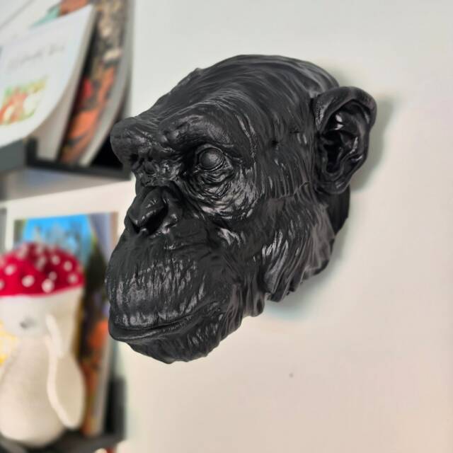 Chimpanzee Wall Mount - Animal Art Decor 3D Printed - image 1