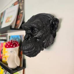 Chimpanzee Wall Mount - Animal Art Decor 3D Printed - thumbnail 3