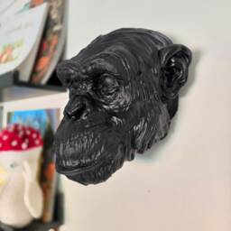 Chimpanzee Wall Mount - Animal Art Decor 3D Printed - thumbnail 1