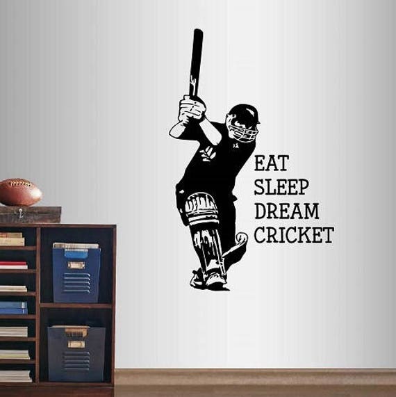 In-Style Decals Wall Vinyl Decal Home Decor Art Sticker Eat Sleep Dream Cricket Player Quote Batsman Sports Room Removable Mural Design 1718 - image 1