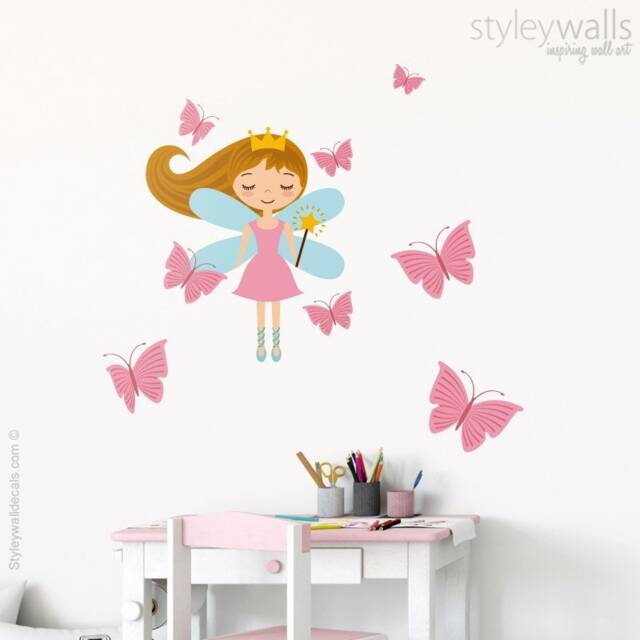 Fairy Wall Decal, Butterflies Butterfly Princess Girls Nursery Room Decor Art - image 1