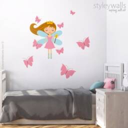 Fairy Wall Decal, Butterflies Butterfly Princess Girls Nursery Room Decor Art - thumbnail 2