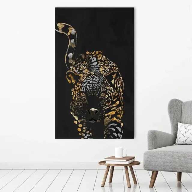 Black Jaguar Canvas Print, Sarah Manovski Artwork, Wild Animal Wall Art, Home Decor - image 1