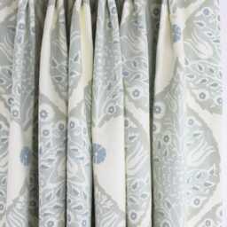 Galbraith & Paul Lotus Custom Roman Shades - Shown in Lapis On Logan Natural Linen - Comes Many Colors Made To Order - thumbnail 4