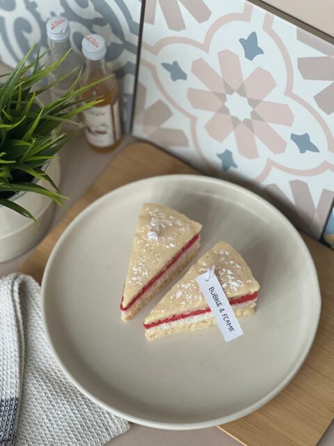 Victoria Sponge Cake Candles - Dessert Decorative Handmade Novelty Unique Food Lookalike Gifts Full Size - image 1