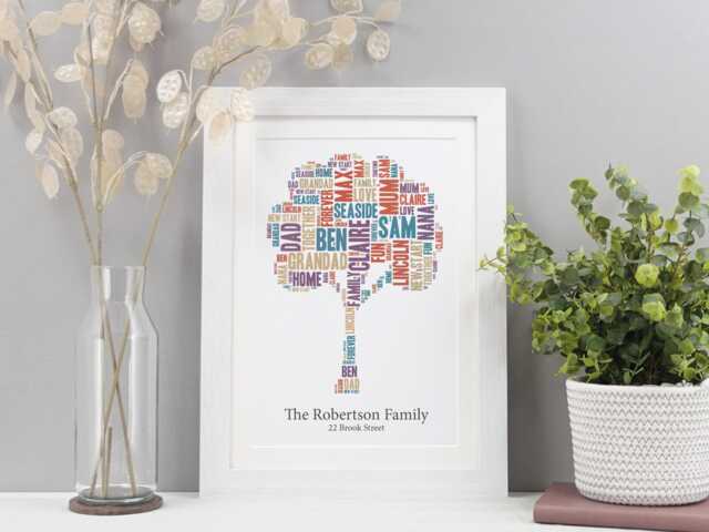 Personalised Family Tree Word Art Print - Custom Gift For Family, Mum, Or Grandparents Va006 - image 1