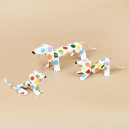 Dachshund Dog Handmade Copper Sculpture, Polka Dot Miniature Collectible Figurine - thumbnail 3