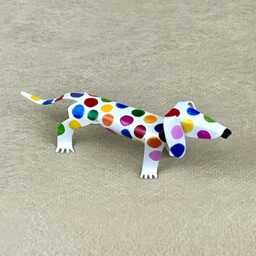 Dachshund Dog Handmade Copper Sculpture, Polka Dot Miniature Collectible Figurine - thumbnail 4