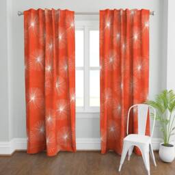 Dandelion Floral Curtain Panel - Coral Red Retro Mod Watermelon Doodle Custom Dandelions By Friztin - thumbnail 2