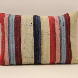 Vintage Turkish Kilim Pillow Cover, Boho Throw Cushion - 14x20 In - thumbnail 2
