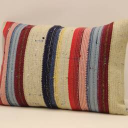 Vintage Turkish Kilim Pillow Cover, Boho Throw Cushion - 14x20 In - thumbnail 3