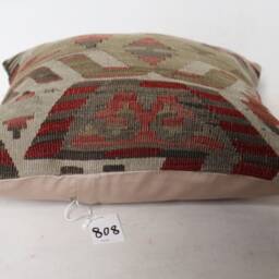 Kilim Cushion Cover, Pillow, Home Decor, Konya Wool Cushion, Unique, 40x40 cm , 16x16Inc, Decor , Decorative Pillow, K 12 - thumbnail 3