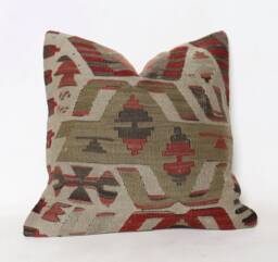 Kilim Cushion Cover, Pillow, Home Decor, Konya Wool Cushion, Unique, 40x40 cm , 16x16Inc, Decor , Decorative Pillow, K 12 - thumbnail 1
