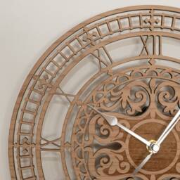Handmade Wooden Silent Ornate Big Ben Wall Clock Up To 90cm in Oak, Cherry Or Walnut - Silver Gold Hands