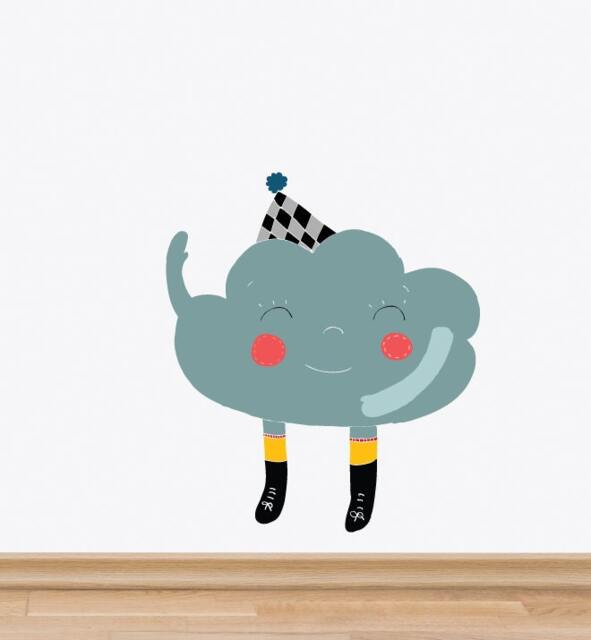 Happy Cloud Wall Sticker Decal - Nursery Stickers, Animal Decals, Home Decor, Baby Room, Art, Girl, Boy