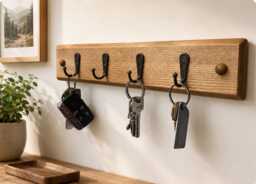 Handmade Oak Waxed Key & Coat Hook Rail - Choice Of Finishes 20cm Up To 60cm - thumbnail 1