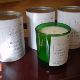 Luxury English Prosecco Scented Natural Soy Candle, Recycled Wine Bottle Votive, Banana 105 Calories, A Glass Of Is 80 Choose Wisely - thumbnail 3