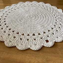 Handmade Crochet Cotton Rug Round Boho Rug For Nursery Or Living Room - thumbnail 3