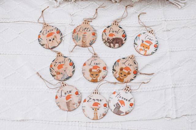 Christmas Baubles, Wooden Personalized Decorations, Gift - image 1