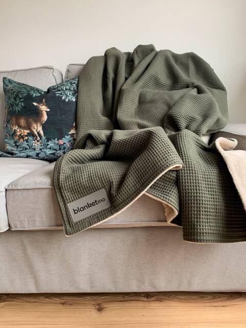 "Cozy Blanket - Forest Green/Sand White ""Perfect" - image 1