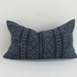 Hmong Pillow Hand-Printed Batik Indigo Navy Blue Living-Room Sofa Couch Home Decor Pillowslip Pillowcase - thumbnail 3