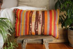 4060cm - 1624In Genuine Handwoven Vintage Kilim Pillow Cover - Hand Spun Wool Rustic Warm Autumn Tones - thumbnail 1
