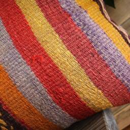 4060cm - 1624In Genuine Handwoven Vintage Kilim Pillow Cover - Hand Spun Wool Rustic Warm Autumn Tones - thumbnail 3
