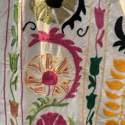 Artisan Suzani Cotton Throw - Handmade Embroidered Blanket For Cozy Decor - thumbnail 3