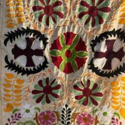 Artisan Suzani Cotton Throw - Handmade Embroidered Blanket For Cozy Decor - thumbnail 2