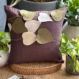"Faux Suede Brown Applique Tropical Style Decorative Pillow Sham, 24""x24""/26""x26" - thumbnail 3