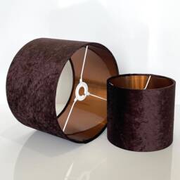 New Premium Quality Chocolate Brown Crushed Velvet With Copper Inner Lining Lamp Shade Pendant Light - thumbnail 3