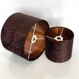 New Premium Quality Chocolate Brown Crushed Velvet With Copper Inner Lining Lamp Shade Pendant Light - thumbnail 2