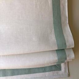 Linen Roman Shade, Cordoba Bunting White With Rendezvous Border - thumbnail 2