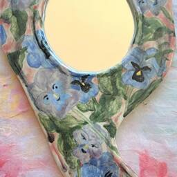 Alice in Wonderland Painted Ceramic Hand Mirror - thumbnail 2