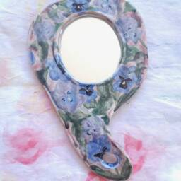 Alice in Wonderland Painted Ceramic Hand Mirror - thumbnail 3