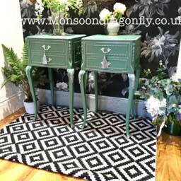 Olympus Louis Style Pair Bedside Cabinets Tables in Lovely Green Matching Chest Also Listed - thumbnail 2